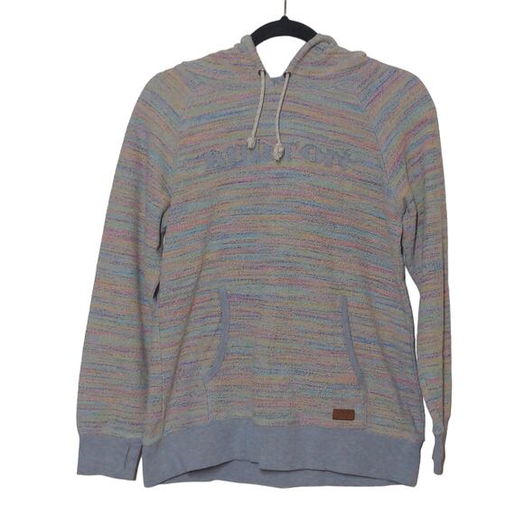 Burton Womens Hoodie Sweatshirt Blue Multicolor Rainbow Long Sleeve Drawstring M - Picture 1 of 11
